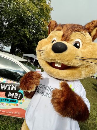 Penny with the winning Car Raffe 2023 ticket