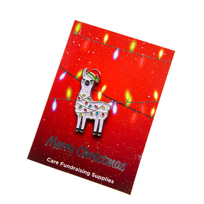 Christmas Llama Lapel Pin Badge