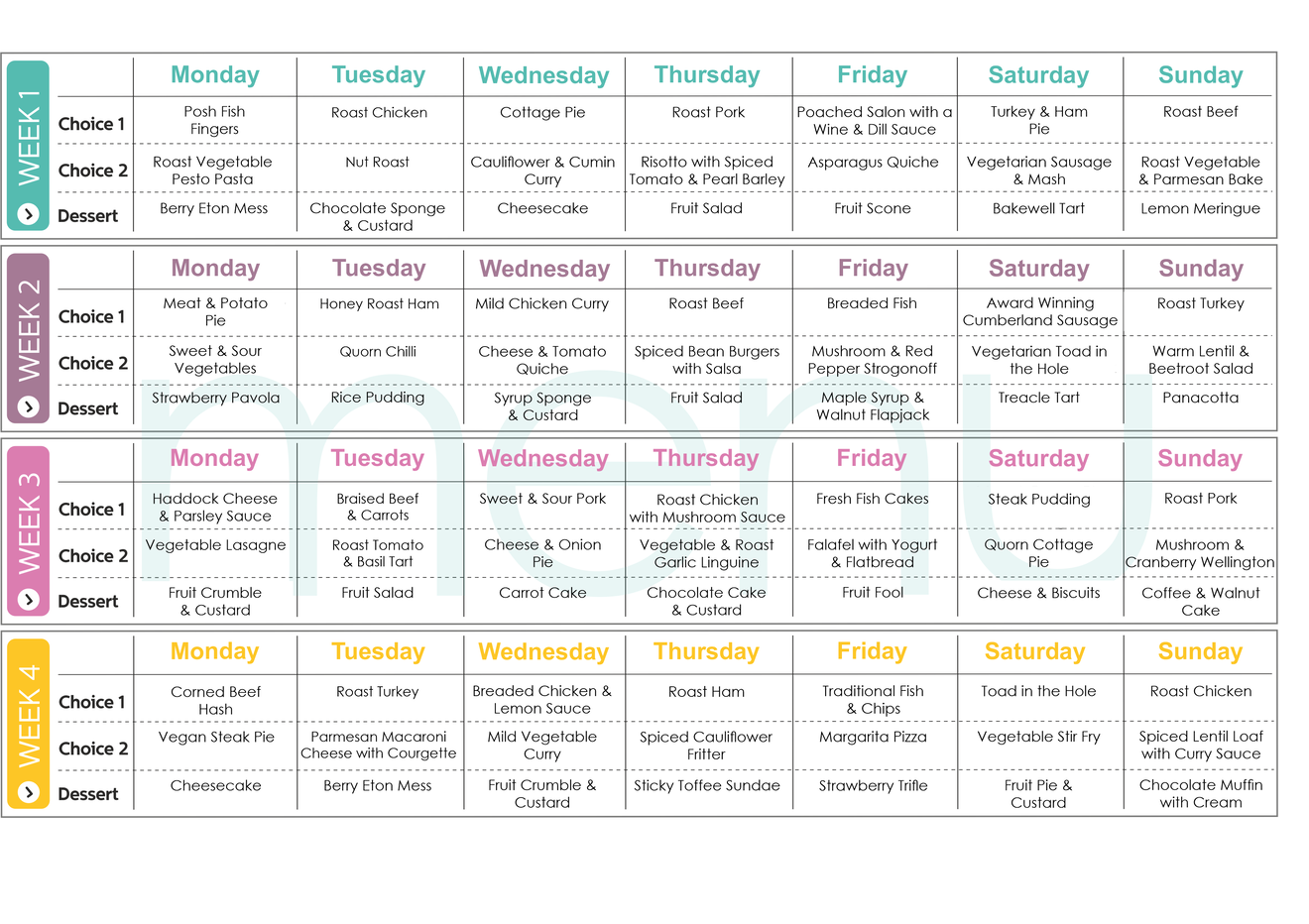 Meals On Wheels March 2021 Menu